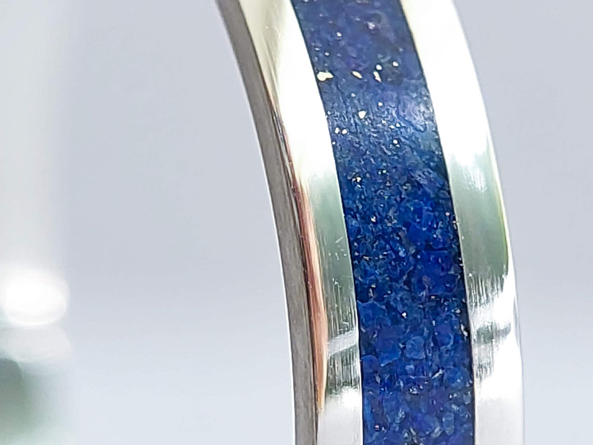 Platinum Lapis Lazuli Ring - Centered Inlay