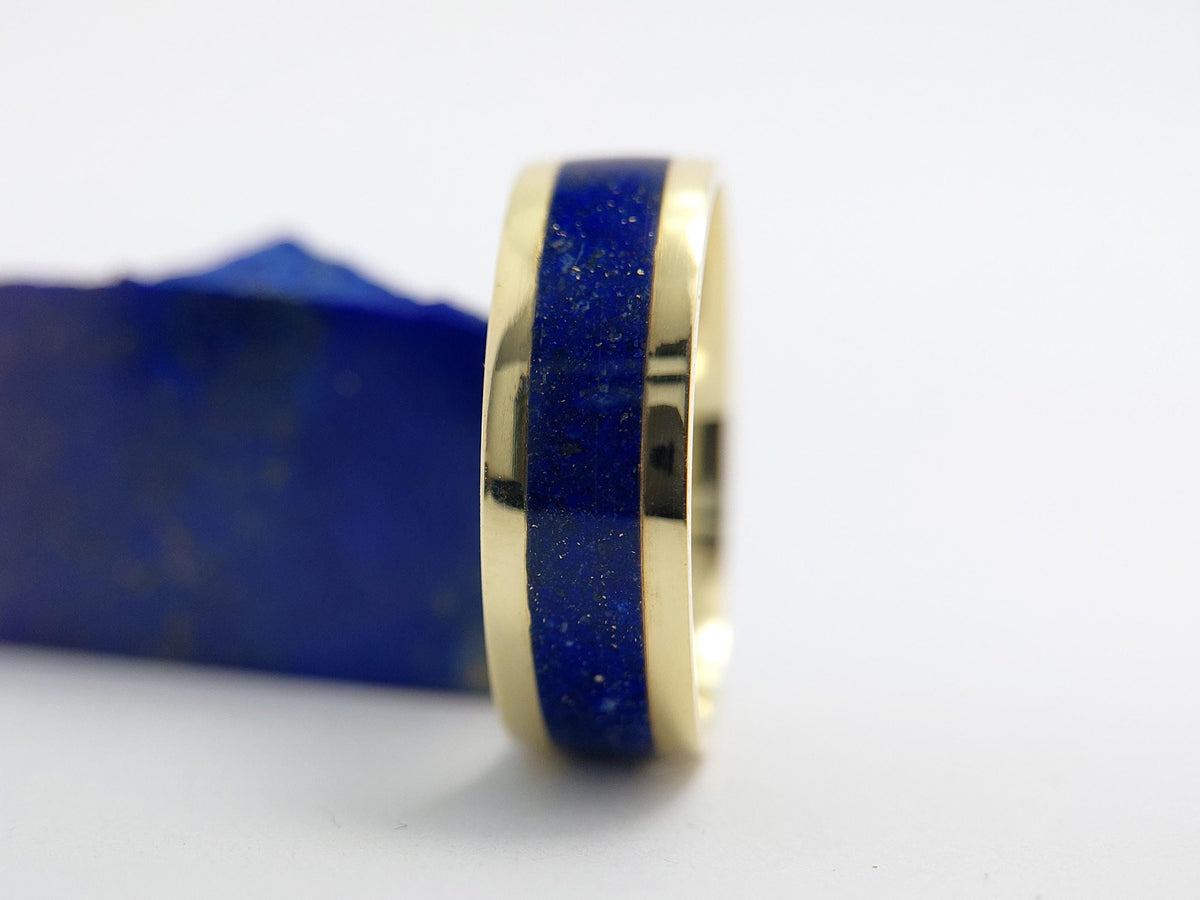 Gold Lapis Lazuli Ring - Centered Inlay