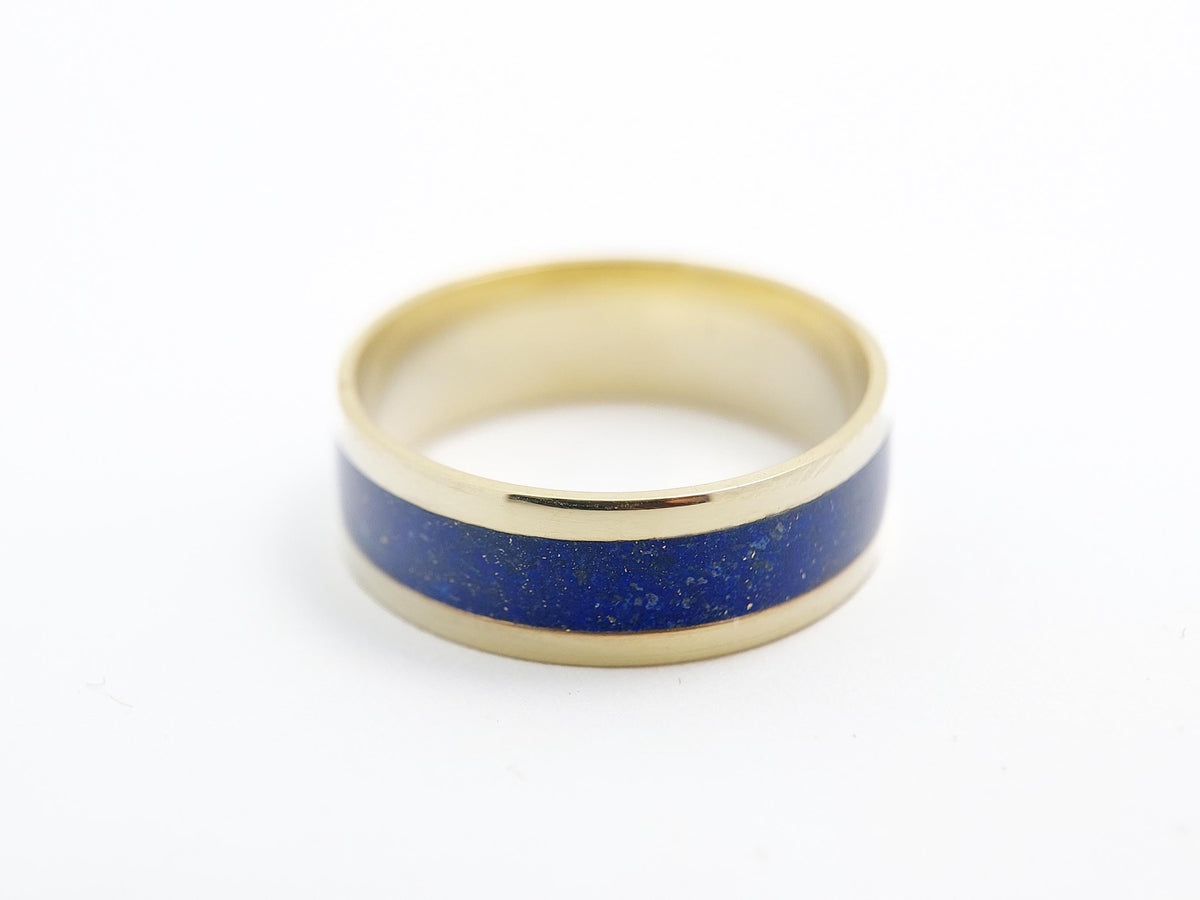 Gold Lapis Lazuli Ring - Centered Inlay