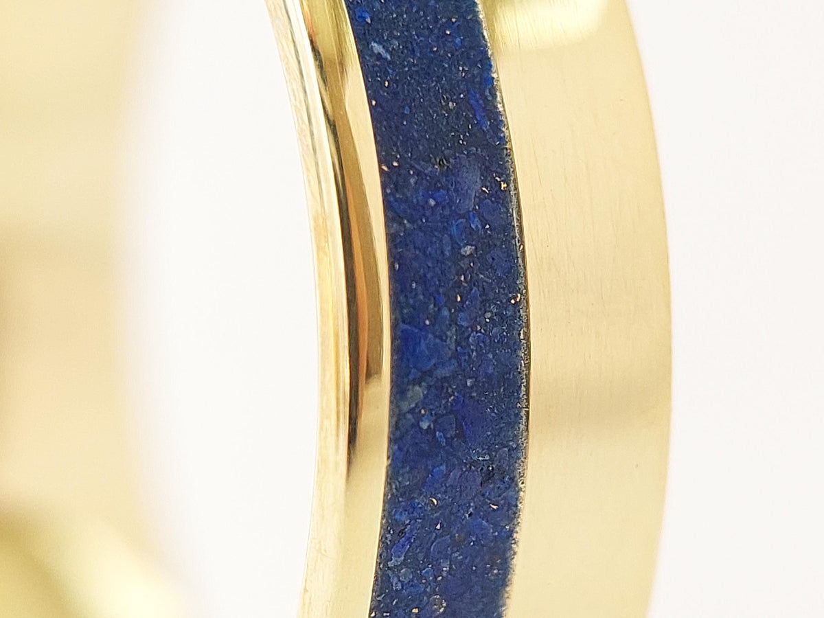 Gold Lapis Lazuli Ring - Offset Inlay
