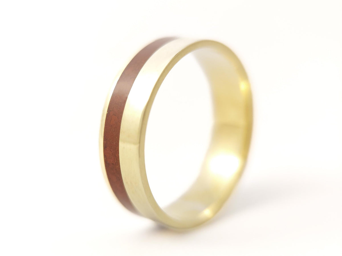 Gold Jasper Ring - Offset Inlay