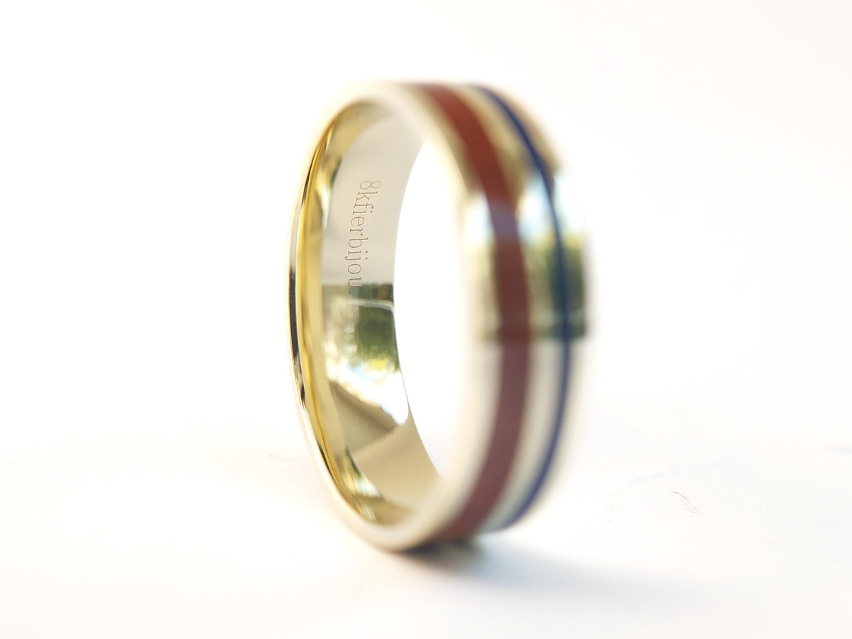 Gold Jasper and Lapis Lazuli Ring - Twin Inlay