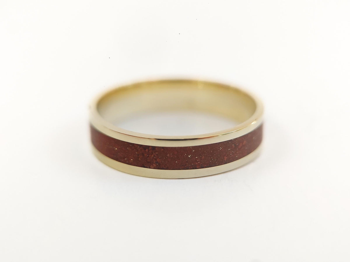 Gold Jasper Ring - Centered Inlay