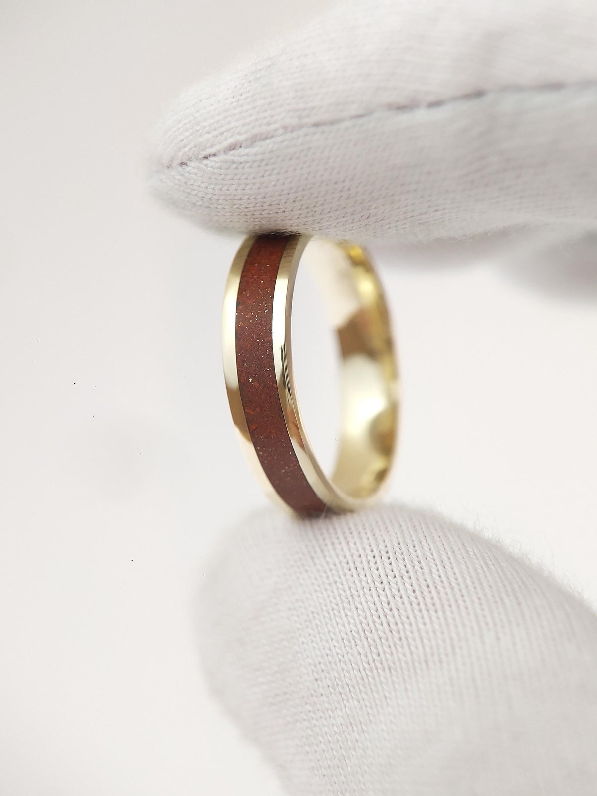 Gold Jasper Ring - Centered Inlay