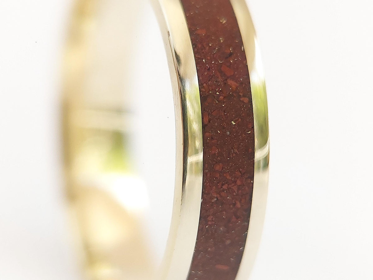 Gold Jasper Ring - Centered Inlay