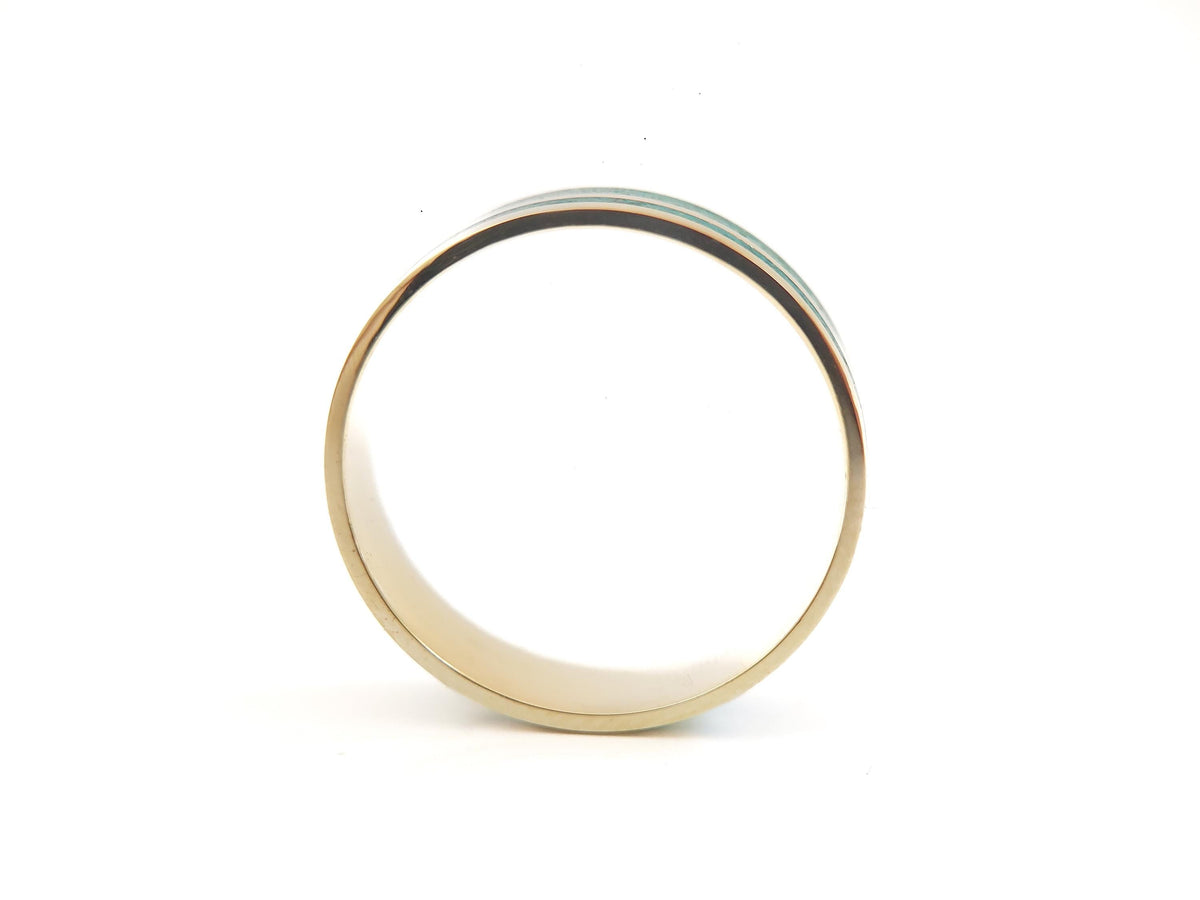Gold Malachite Ring - Twin Inlay