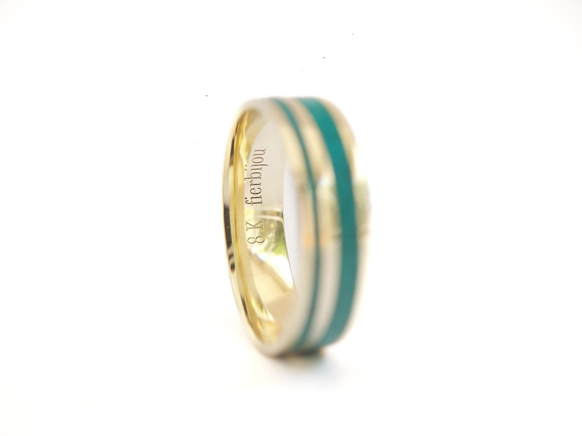 Gold Malachite Ring - Twin Inlay