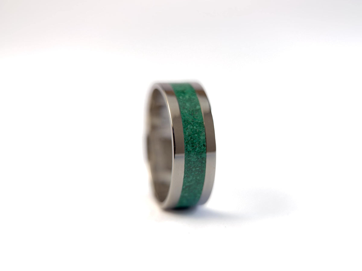 Platinum Malachite Ring - Centered Inlay