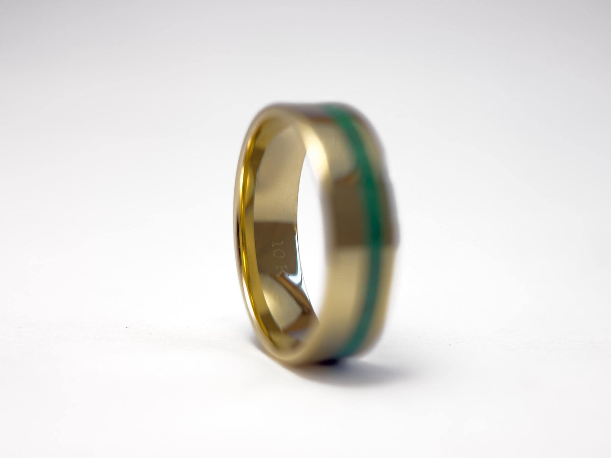 Gold Malachite Ring - Offset Inlay