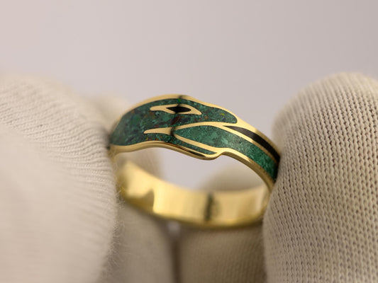Green Ouroboros - Malachite & Opal & Jet