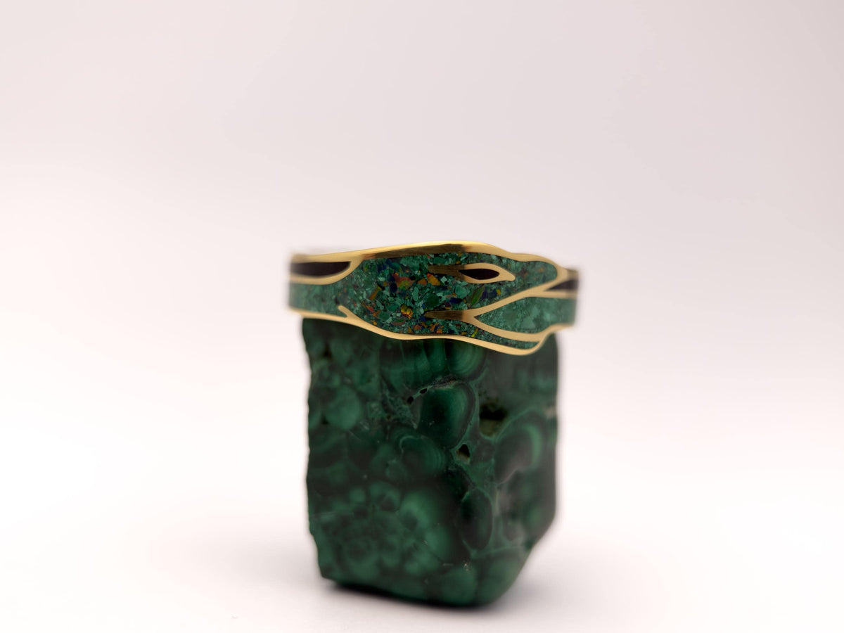 Green Ouroboros - Malachite & Opal & Jet