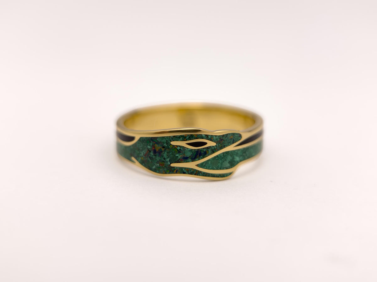 Green Ouroboros - Malachite & Opal & Jet