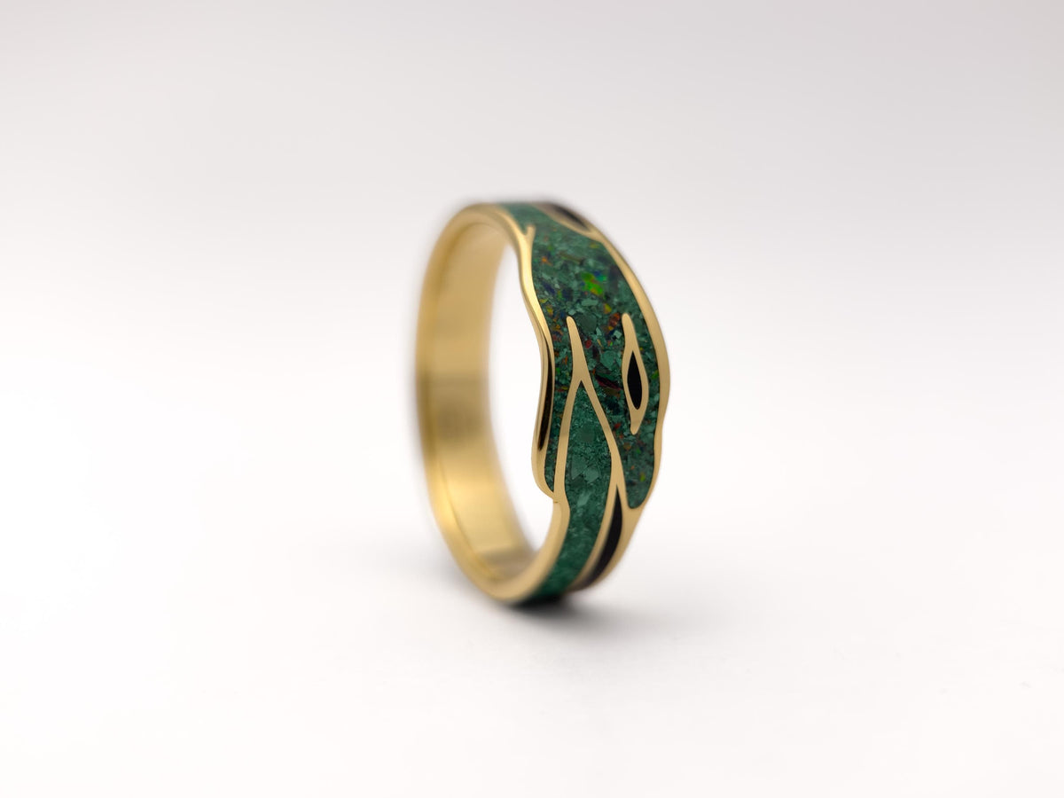 Green Ouroboros - Malachite & Opal & Jet