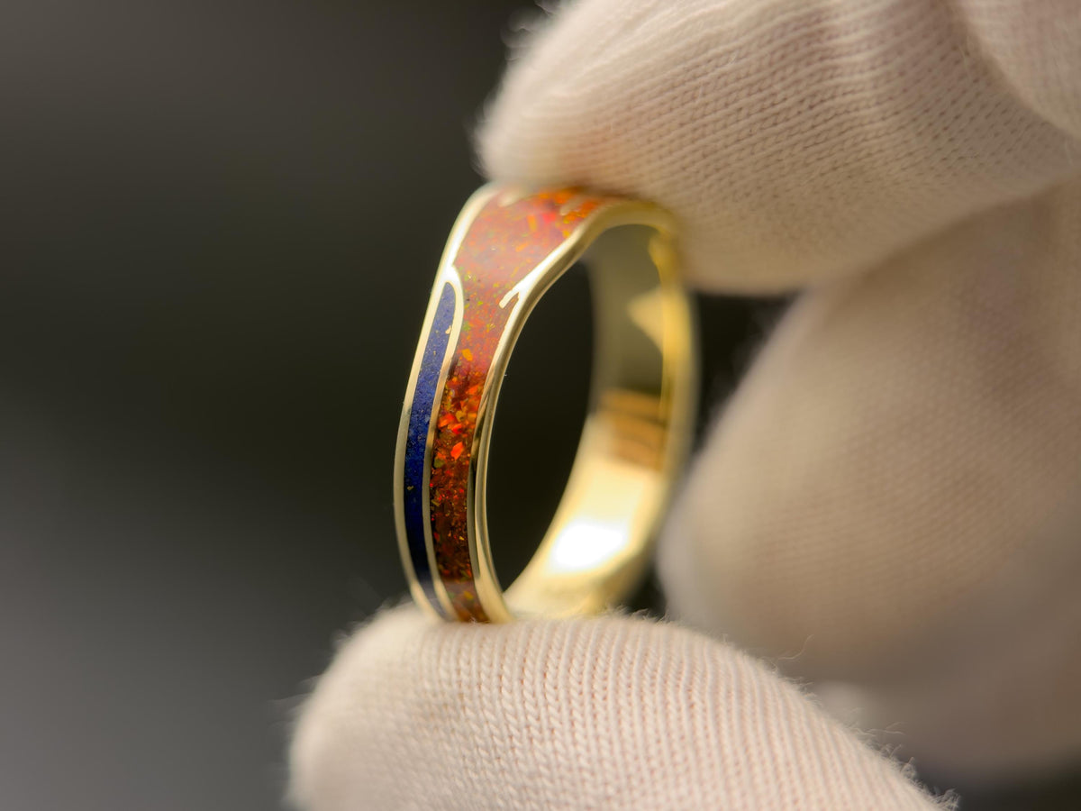 Red Ouroboros - Red Opal & Lapis Lazuli