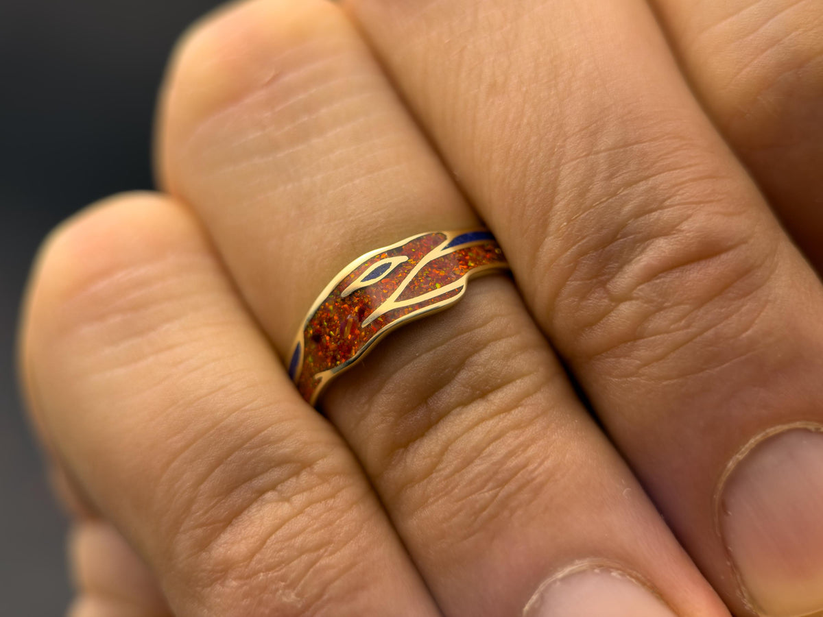Red Ouroboros - Red Opal & Lapis Lazuli