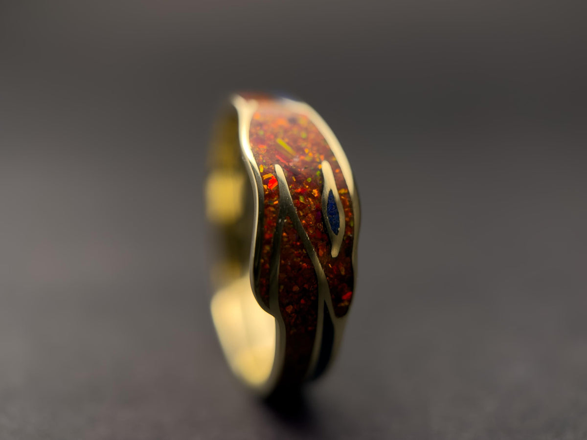 Red Ouroboros - Red Opal & Lapis Lazuli