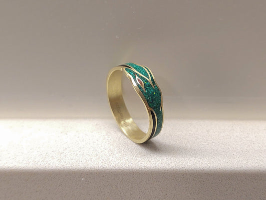 Green Ouroboros - Matte Finish - Malachite & Opal & Jet