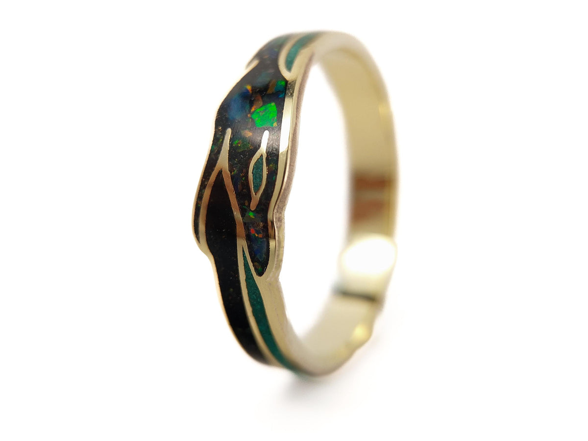Black Ouroboros - Jet & Opal & Malachite