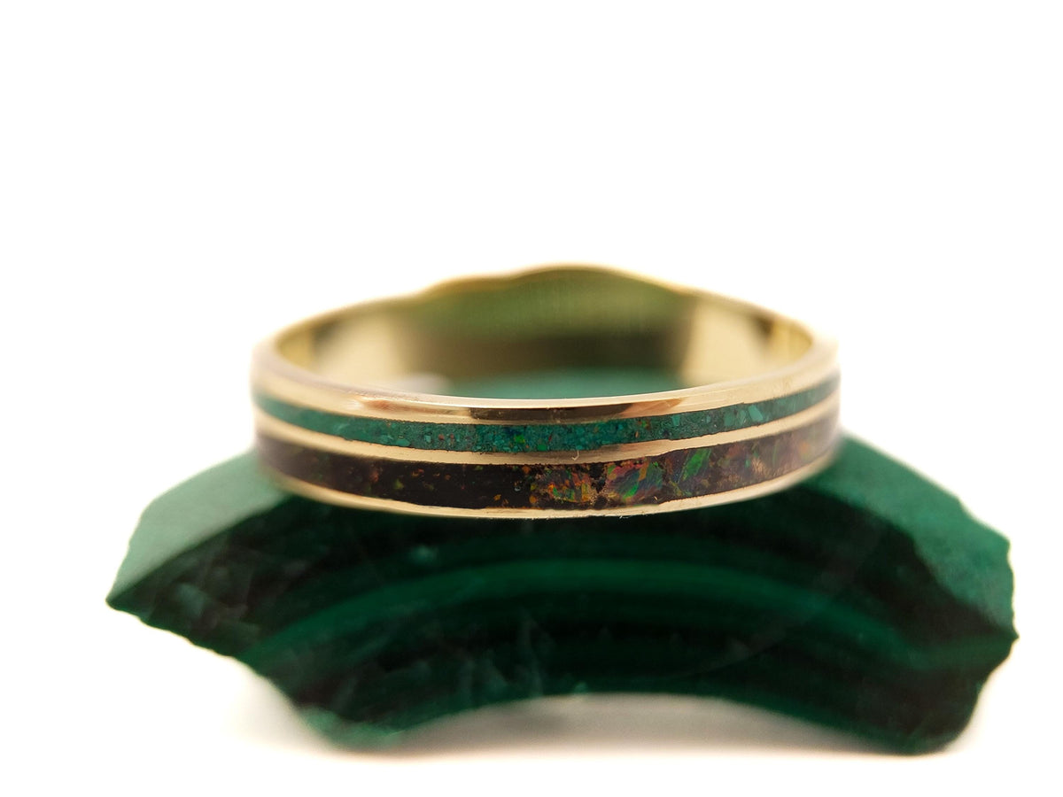 Black Ouroboros - Jet & Opal & Malachite