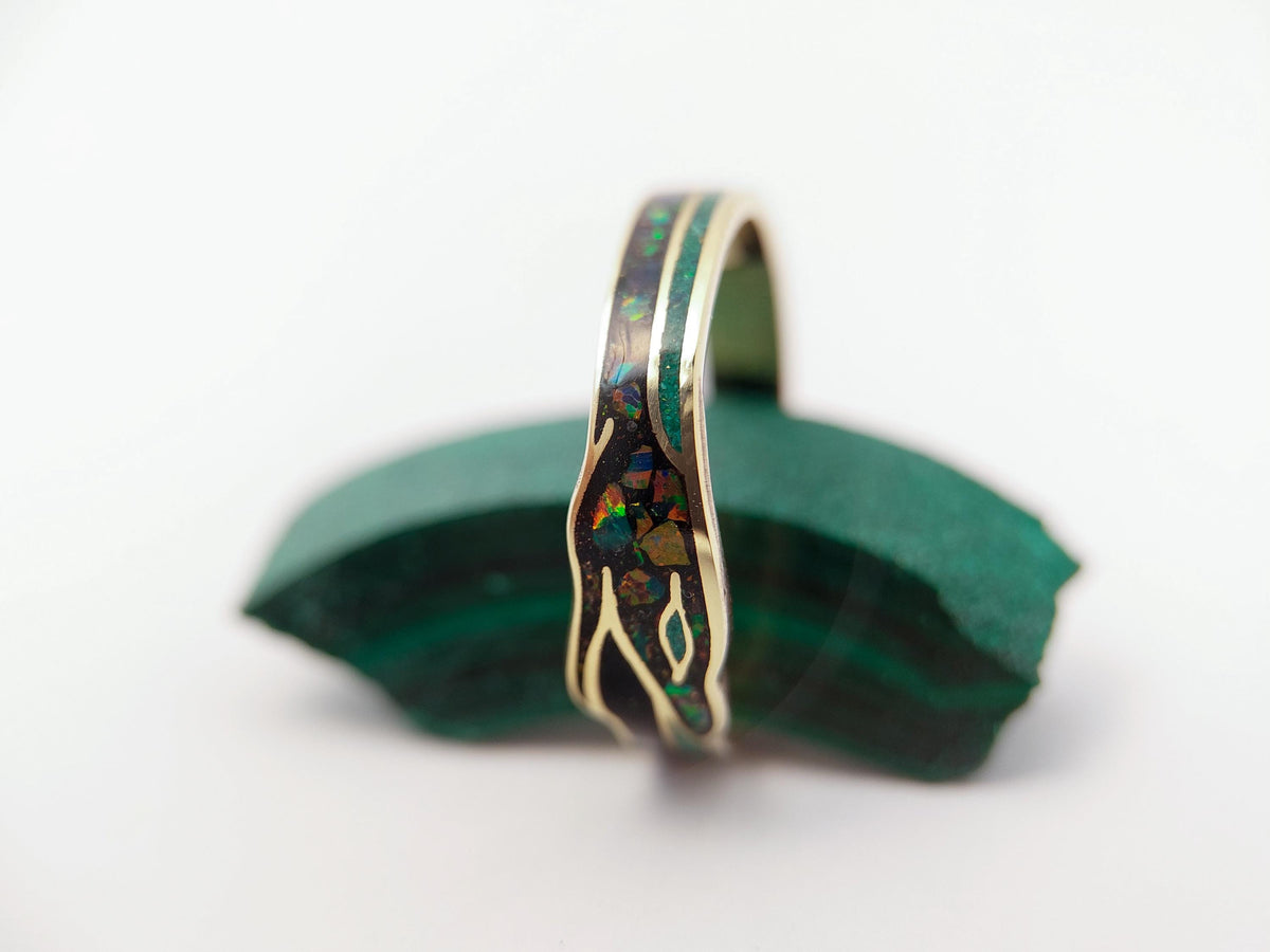 Black Ouroboros - Jet & Opal & Malachite