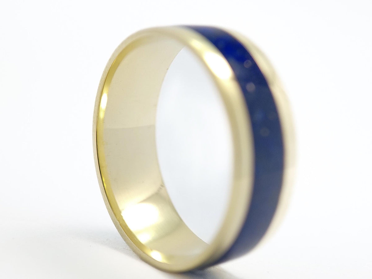 Gold Lapis Lazuli Ring - Centered Inlay