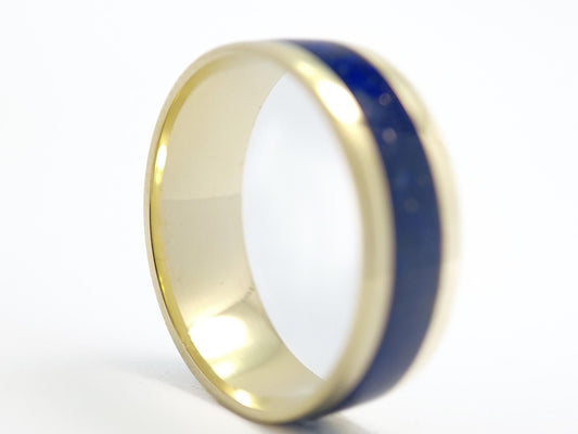 Gold Lapis Lazuli Ring - Centered Inlay