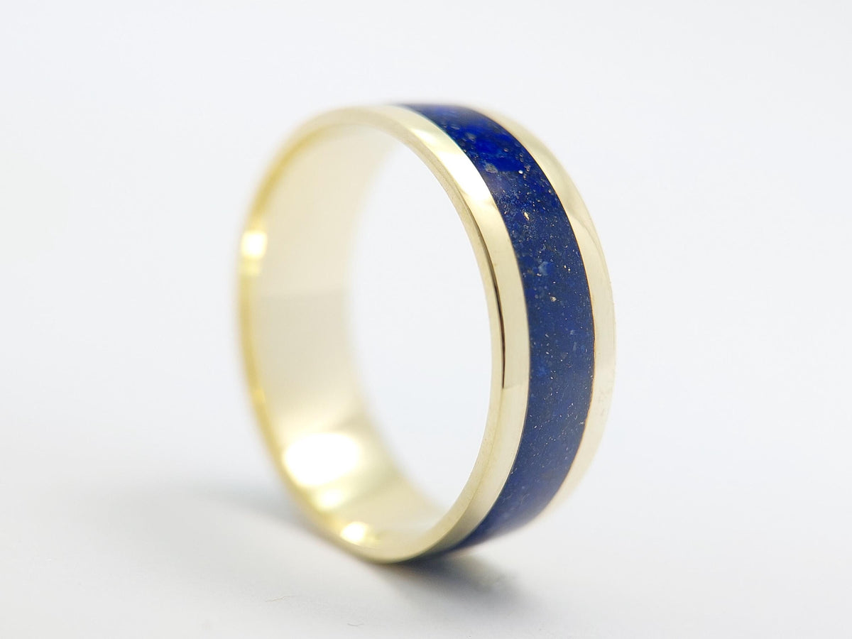 Gold Lapis Lazuli Ring - Centered Inlay