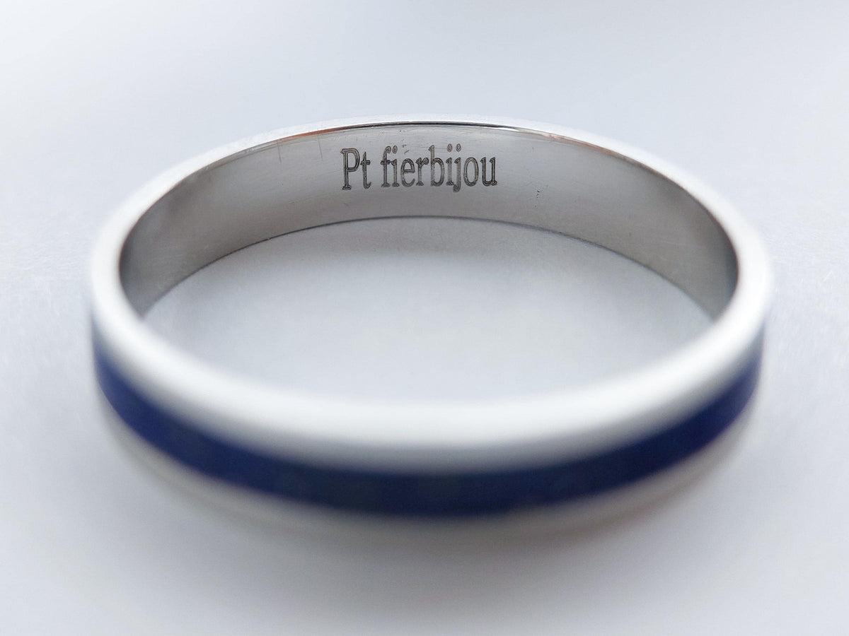 Platinum Lapis Lazuli Ring - Centered Inlay