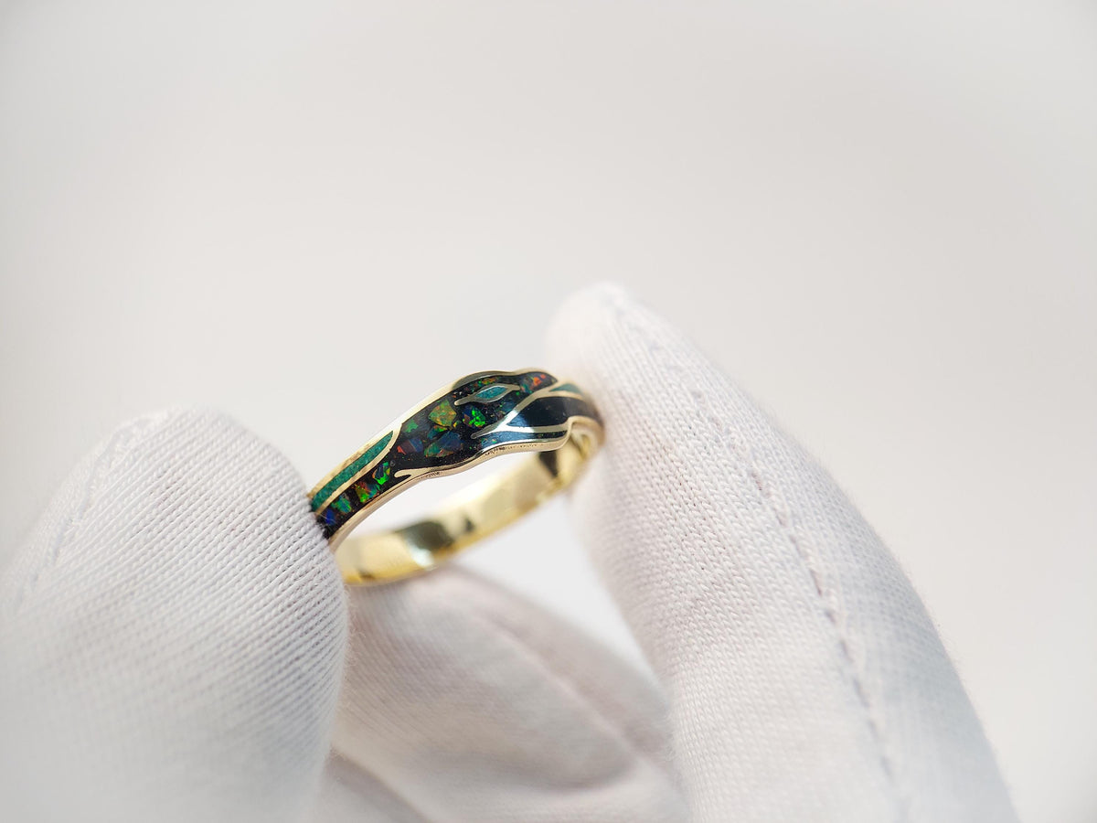 Black Ouroboros - Jet & Opal & Malachite