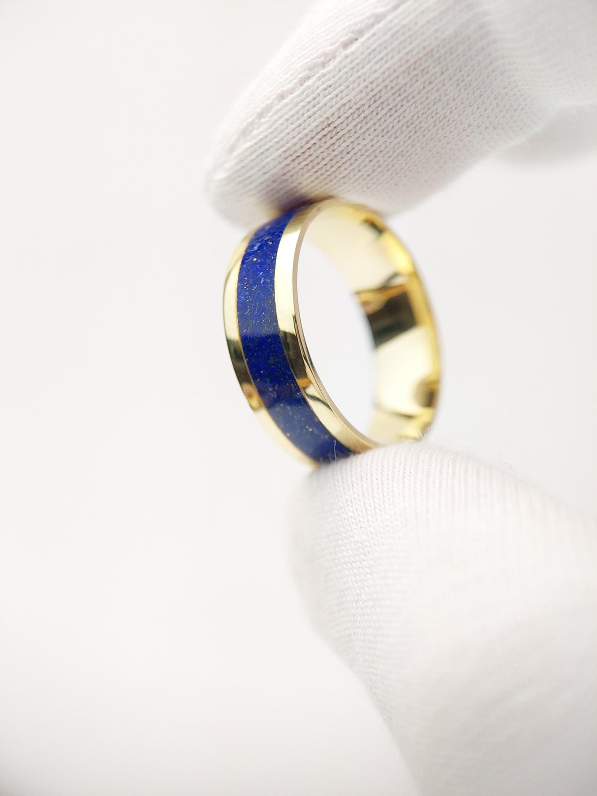 Gold Lapis Lazuli Ring - Centered Inlay