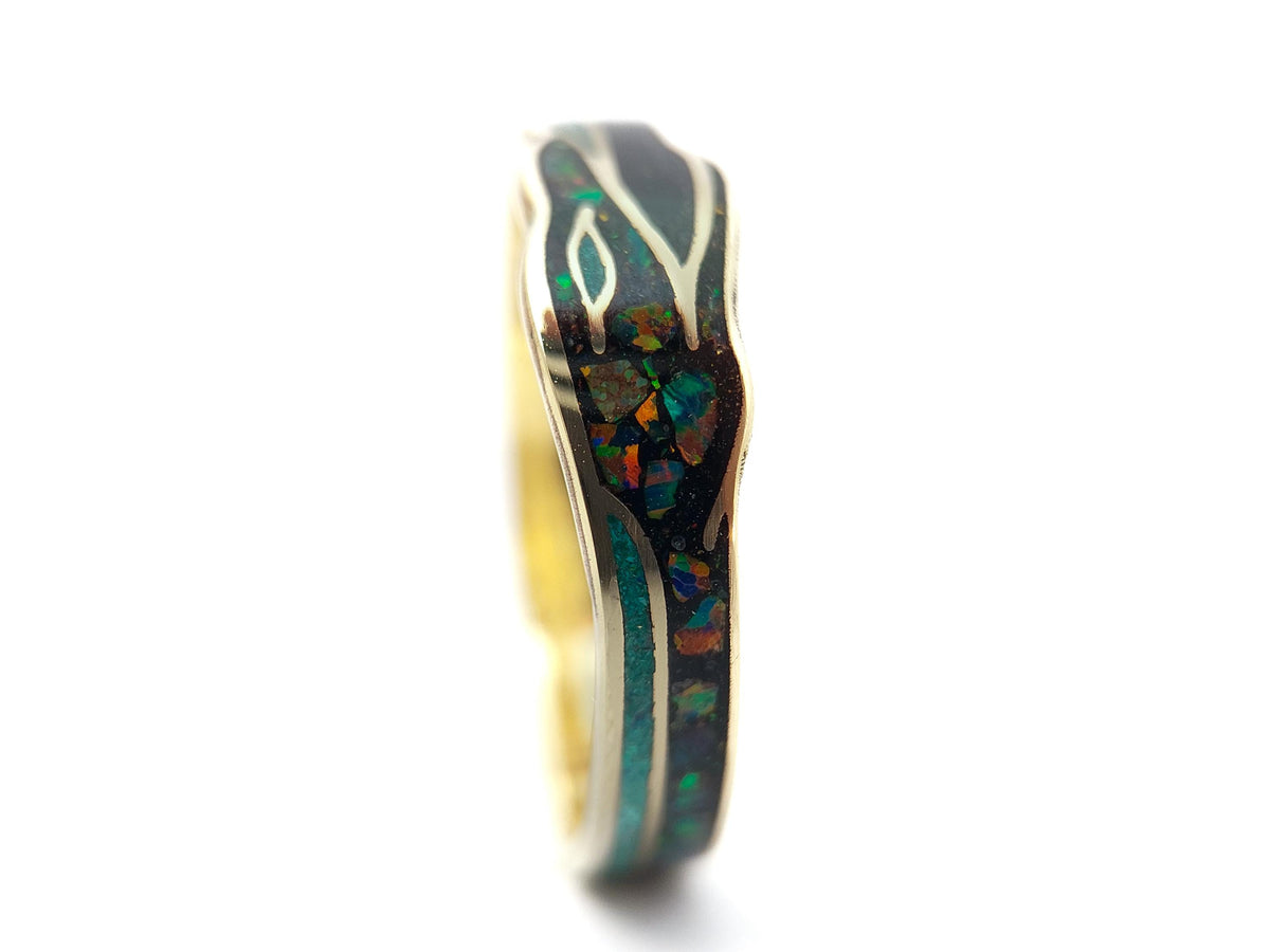 Black Ouroboros - Jet & Opal & Malachite