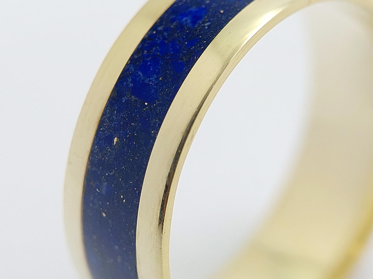 Gold Lapis Lazuli Ring - Centered Inlay