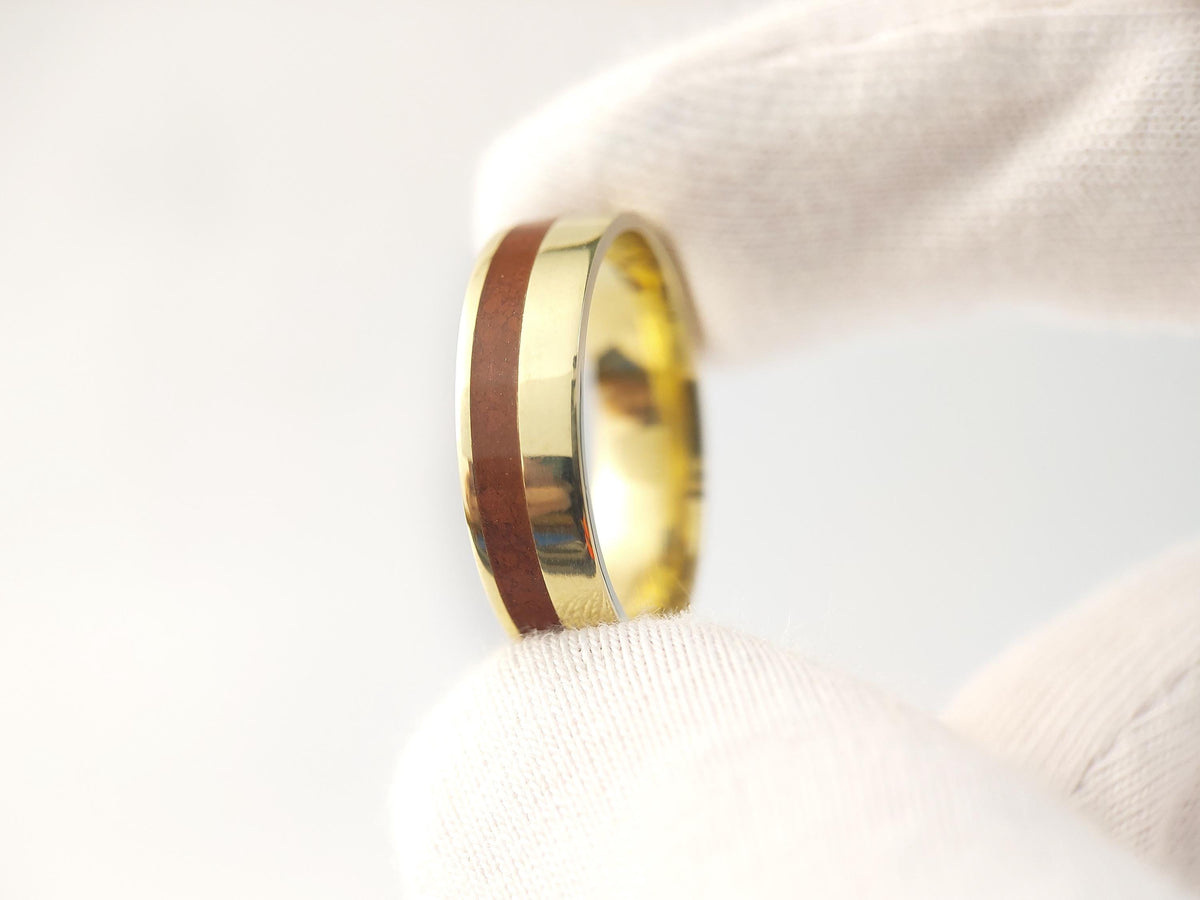 Gold Jasper Ring - Offset Inlay