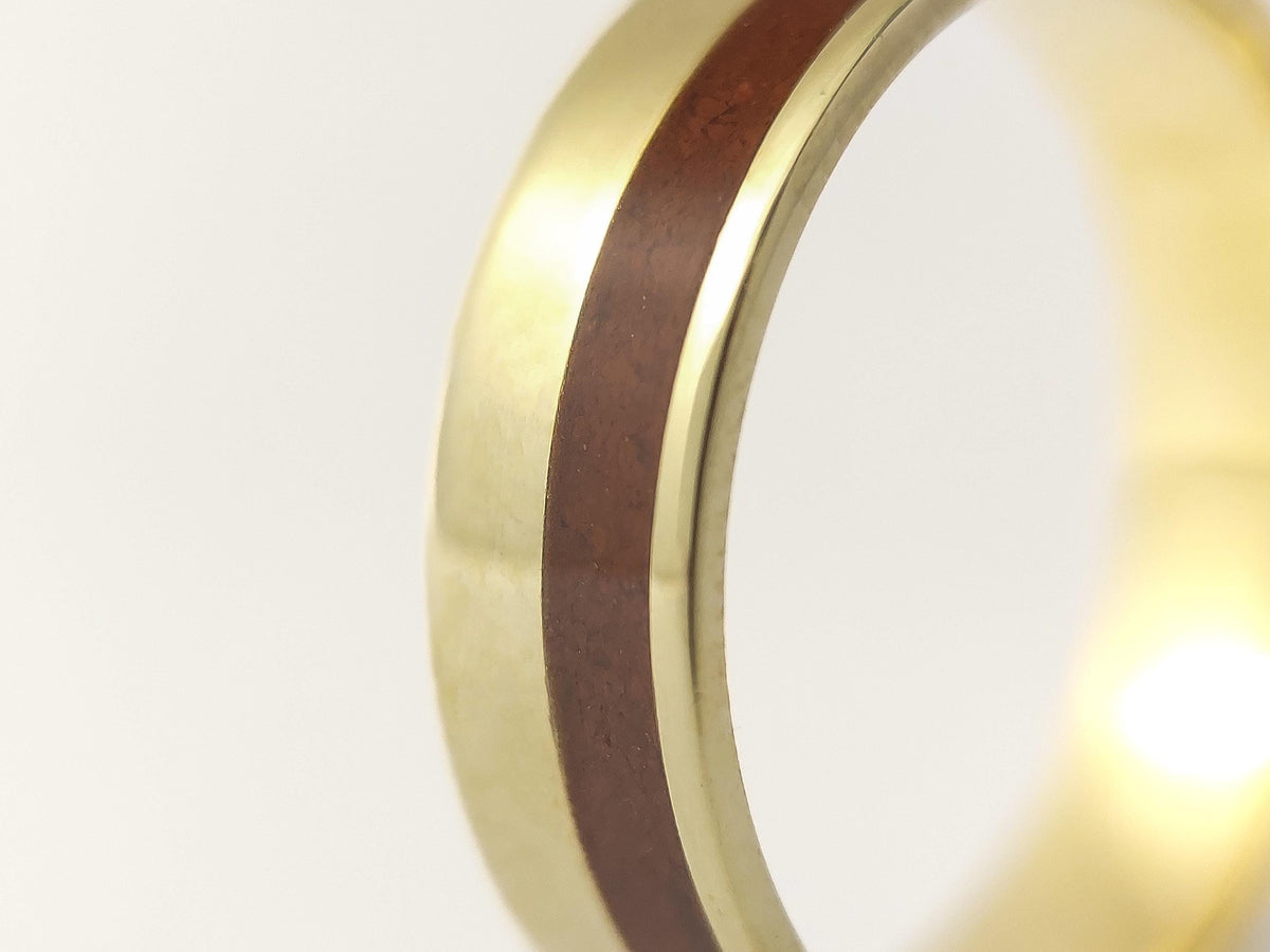 Gold Jasper Ring - Offset Inlay