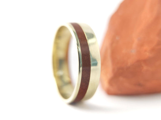 Gold Jasper Ring - Offset Inlay