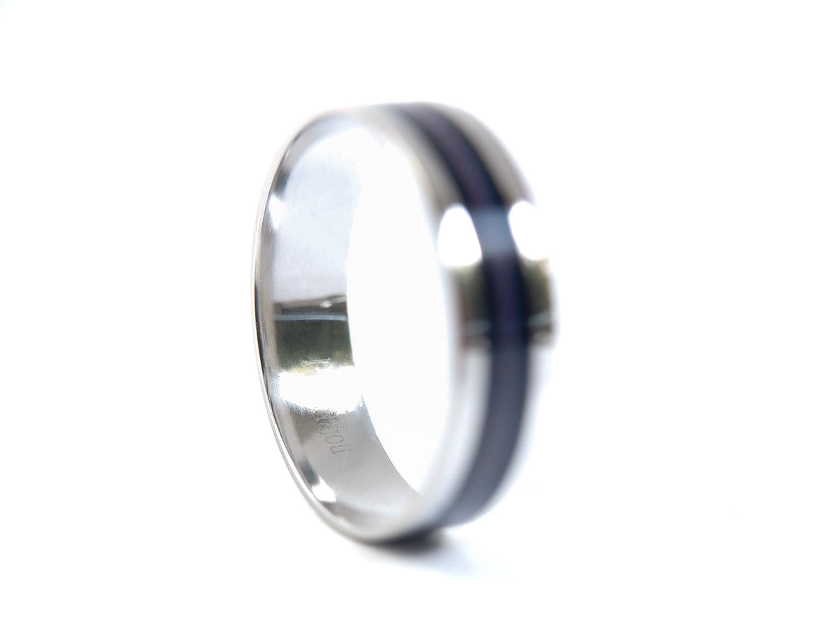 Platinum Lapis Lazuli, Jasper and Jet Ring - Centered Inlay