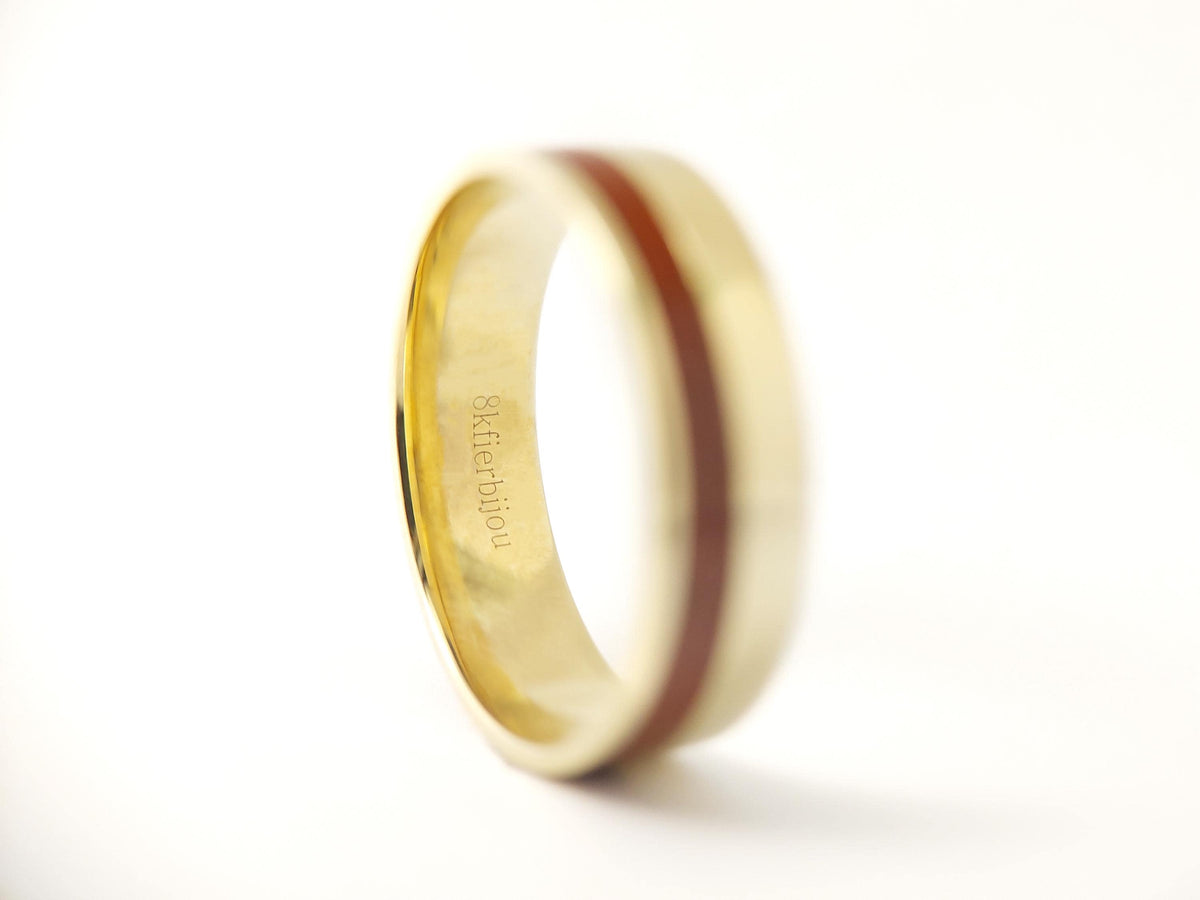 Gold Jasper Ring - Offset Inlay
