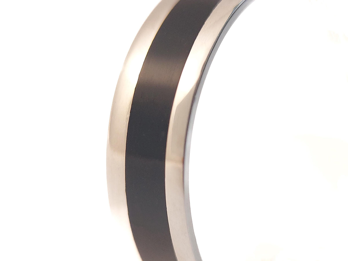 Platinum Jet Ring - Centered Inlay
