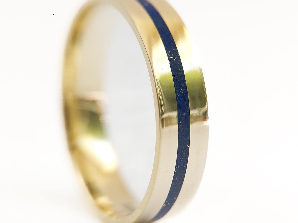 Gold Lapis Lazuli Ring - 1mm Inlay