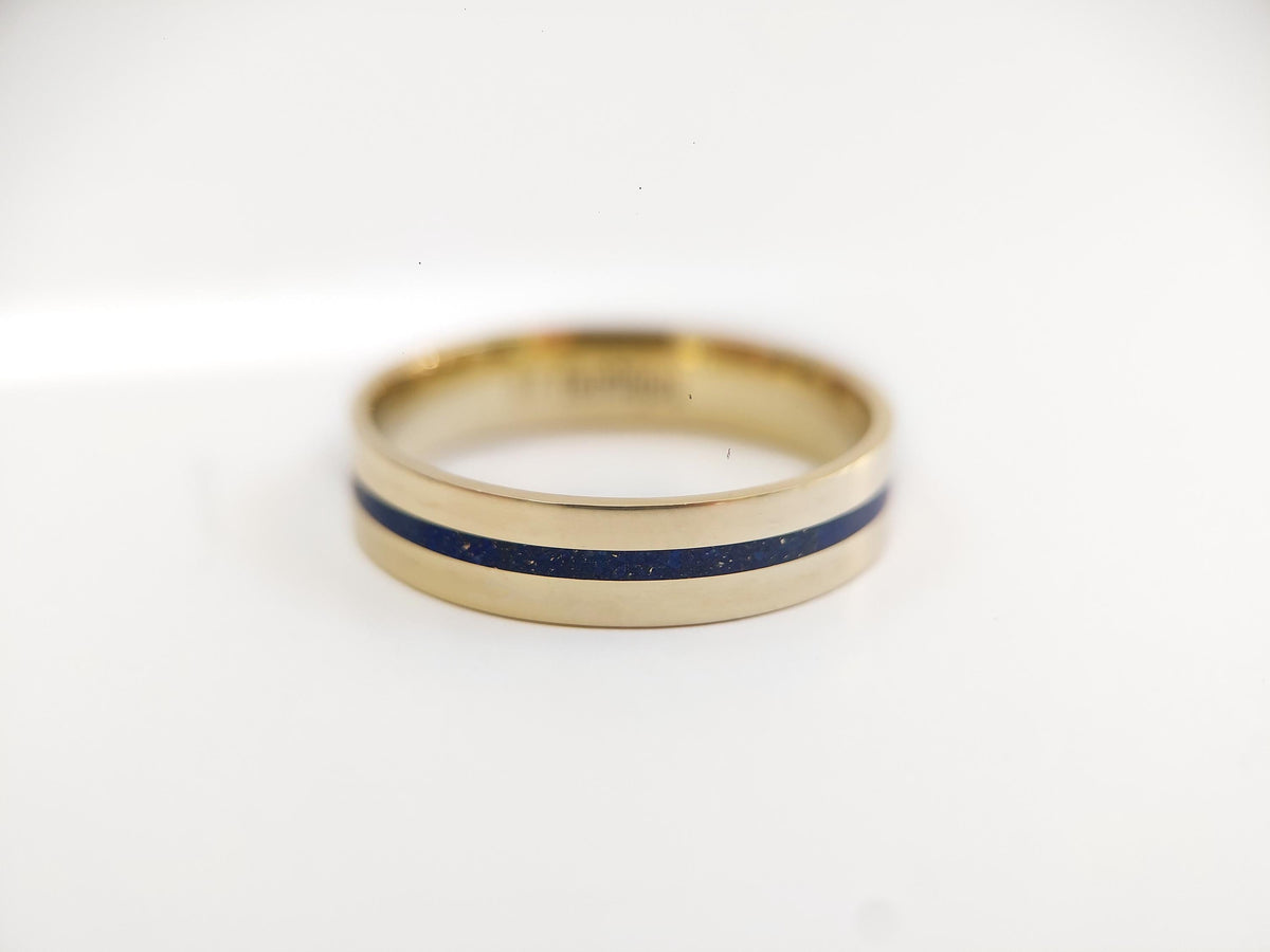 Gold Lapis Lazuli Ring - 1mm Inlay