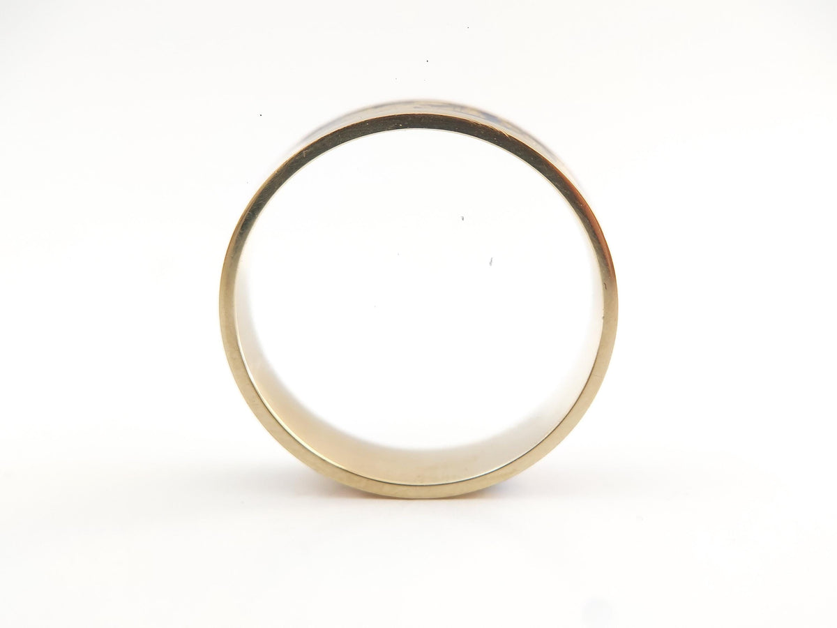 Gold Lapis Lazuli Ring - Centered Inlay and 22K Gold Leaves