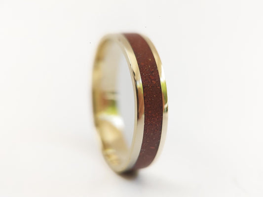 Gold Jasper Ring - Centered Inlay