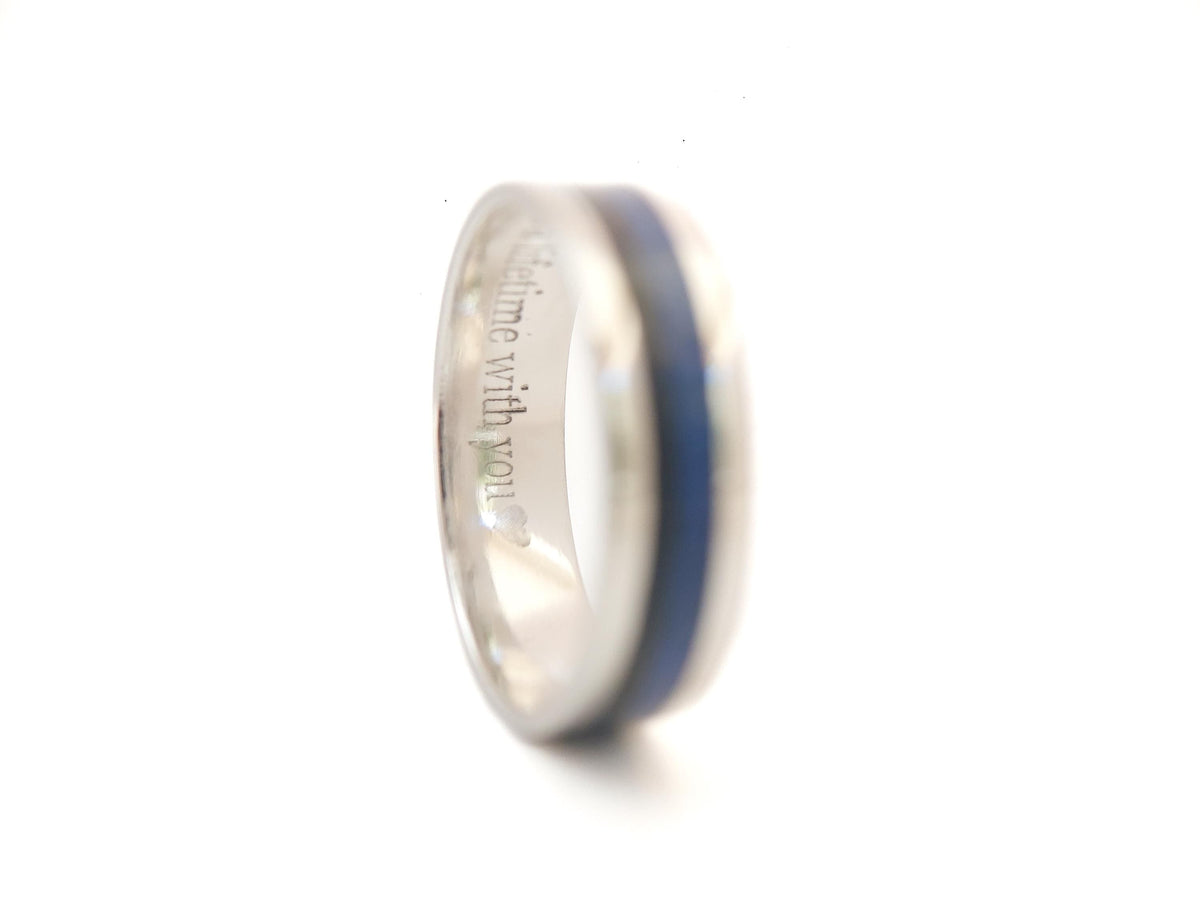 Platinum Lapis Lazuli and Jet Ring - Centered Twin Inlay