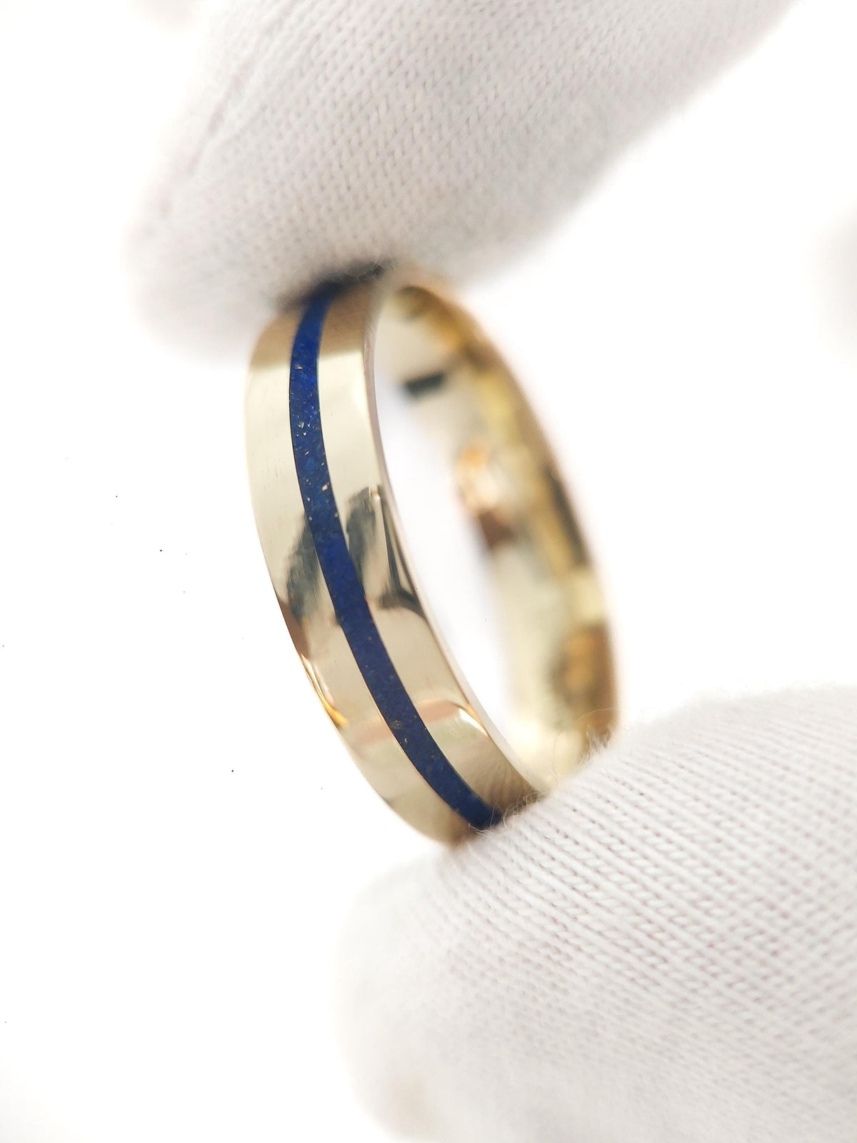 Gold Lapis Lazuli Ring - 1mm Inlay