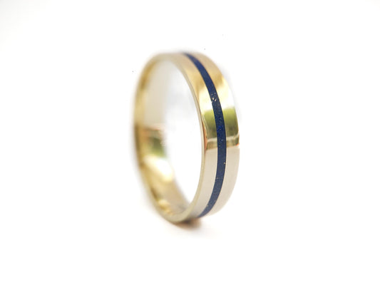 Gold Lapis Lazuli Ring - 1mm Inlay