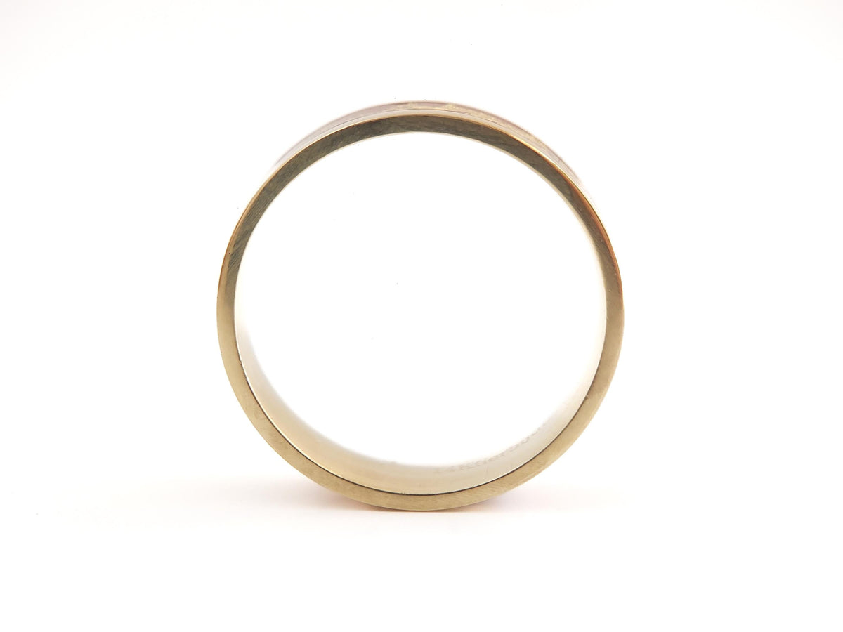Gold Jasper Ring - Centered Inlay and 22K Gold Leaves