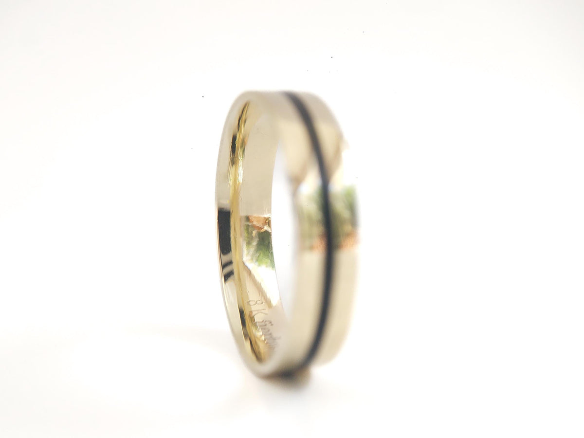 Gold Jet Ring - 1mm Inlay