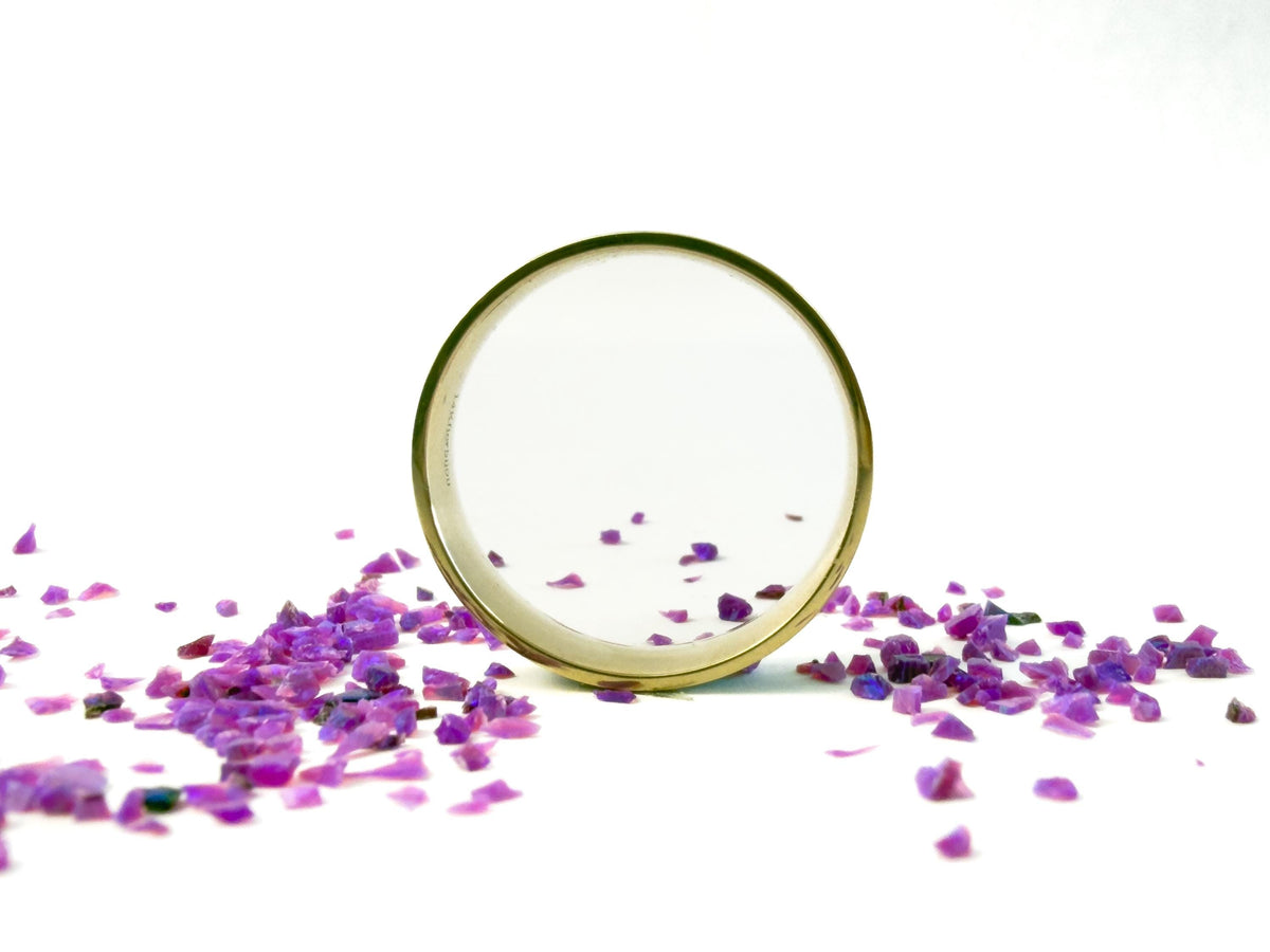 Gold Purple Opal Ring - Centered Inlay