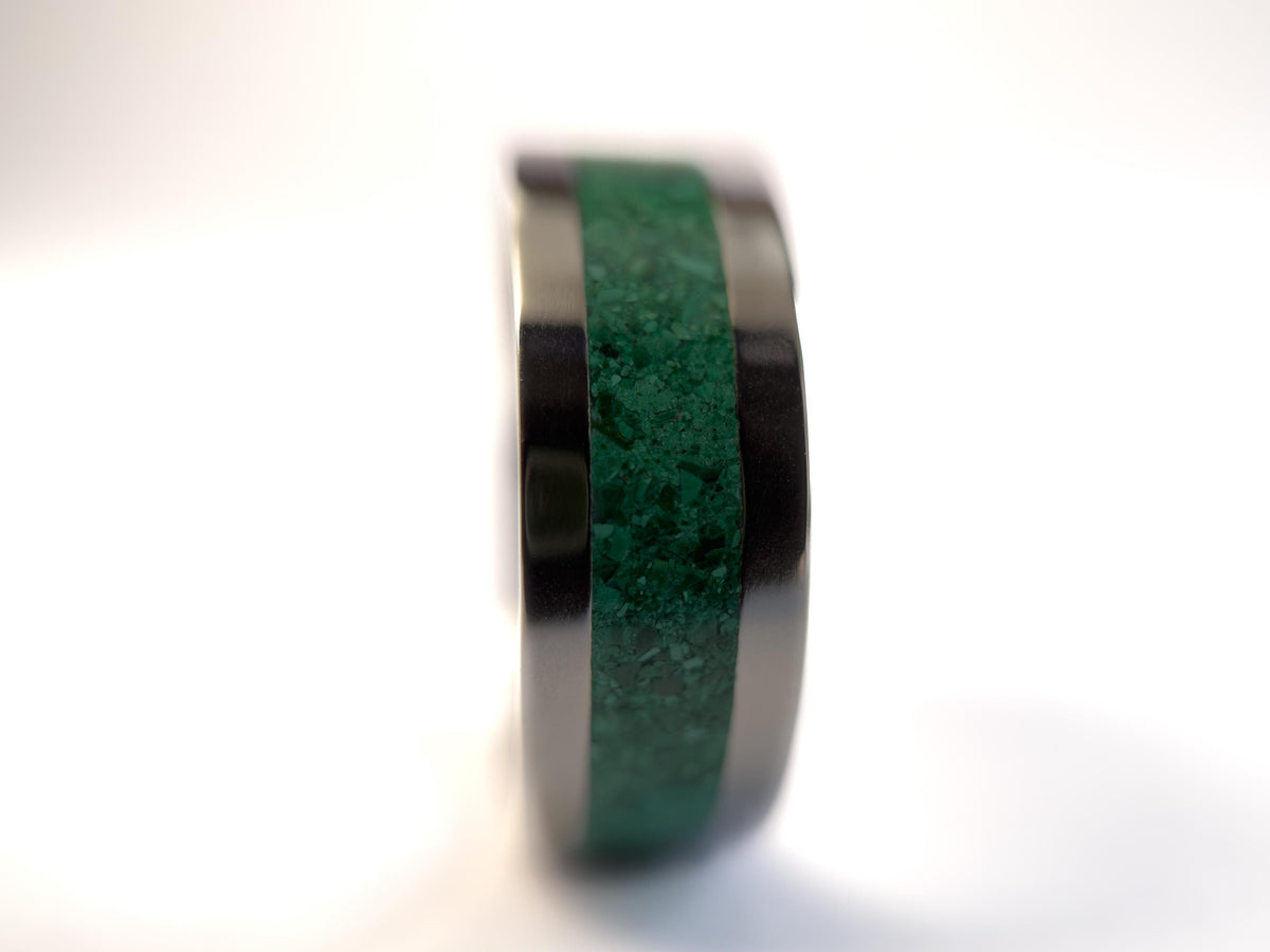 Platinum Malachite Ring - Centered Inlay