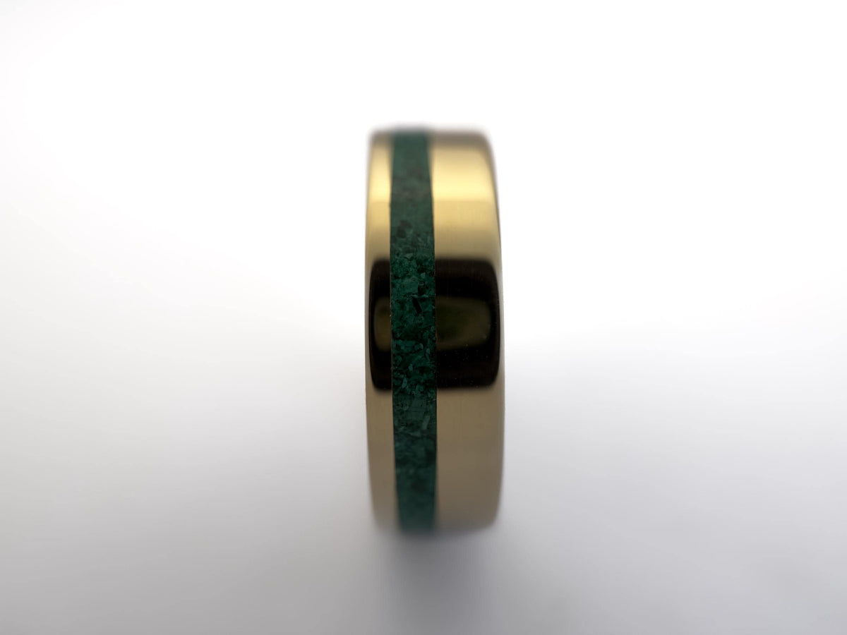 Gold Malachite Ring - Offset Inlay